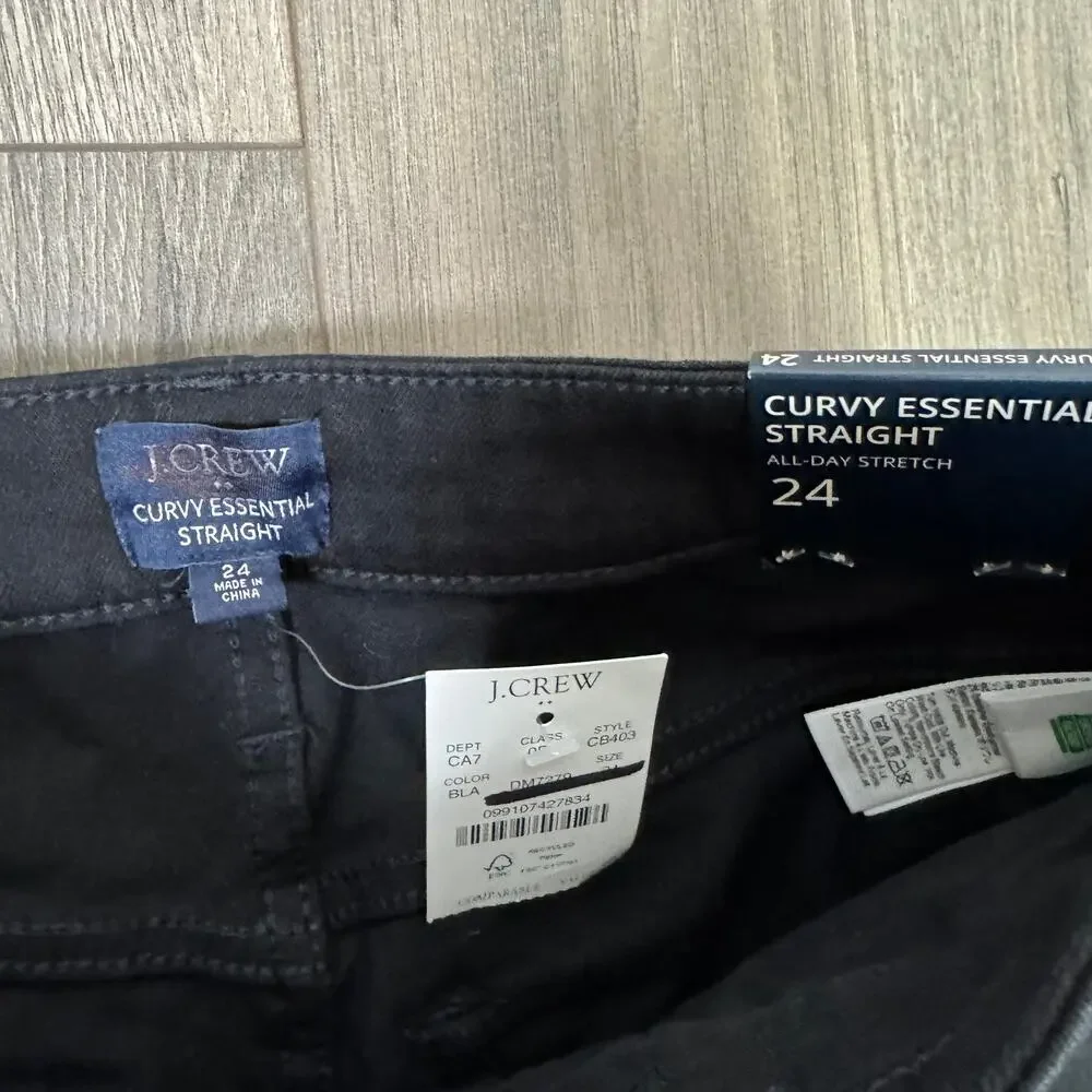 J.Crew Curvy Essential Straight-leg Jean WMNS 26 Black All-day Stretch High Rise